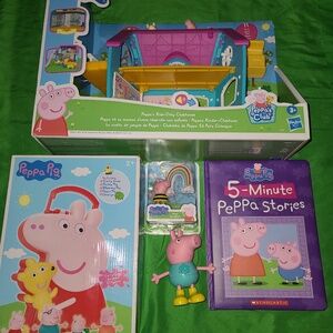 Peppa Pig lot Kids Clubhouse,  Carry Case Storage, Figuares , book, Talking doll